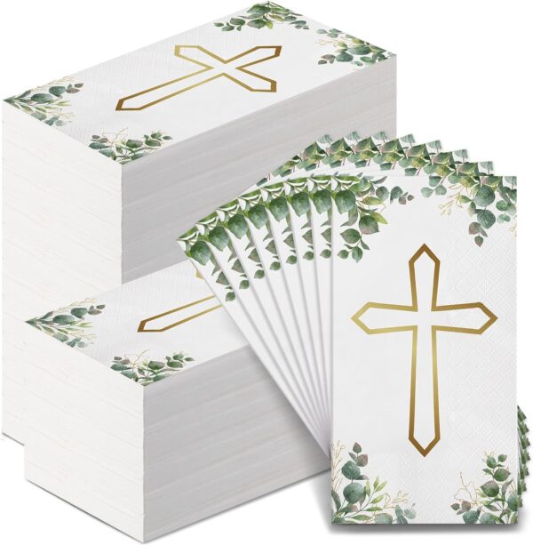 Servilletas religiosas cruz dorada (pack 10) gold