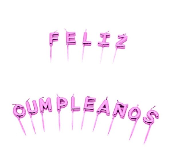 Velas letras feliz cumpleaños (fucsia)