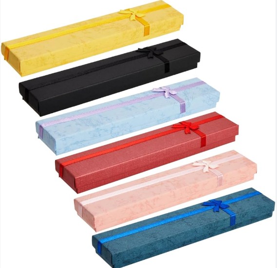 Caja joyero de regalo con moño (21x4x2) con tapa (colores variados)