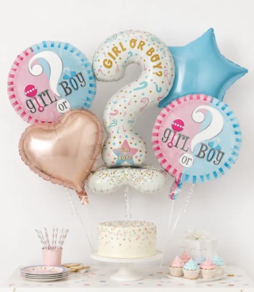 Pack 5 globos Girl or Boy? (con helio) (revelacion) (baby shower)