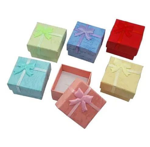 Caja joyero de regalo con moño (5x5x4) con tapa (colores variados)