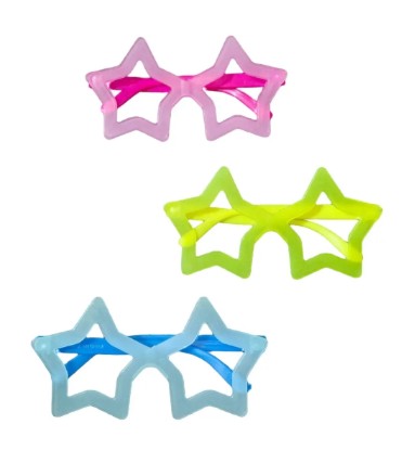 Lentes neon party estrella (colores variados) X2