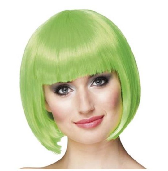 Peluca corta disfraz verde limon