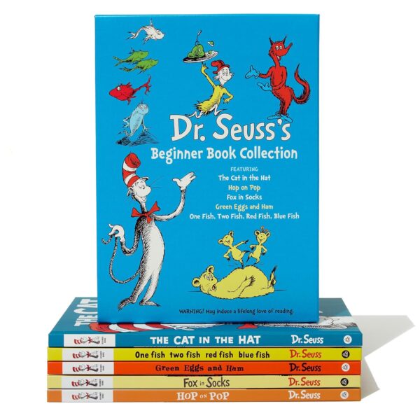 Libros Dr. Seuss's Book Collection: The cat in the hat, Hop on Pop, Fox in Socks, Green Eggs and Ham, One Fish Two Fish Red Fish Blue Fish (ingles) (tapa dura)