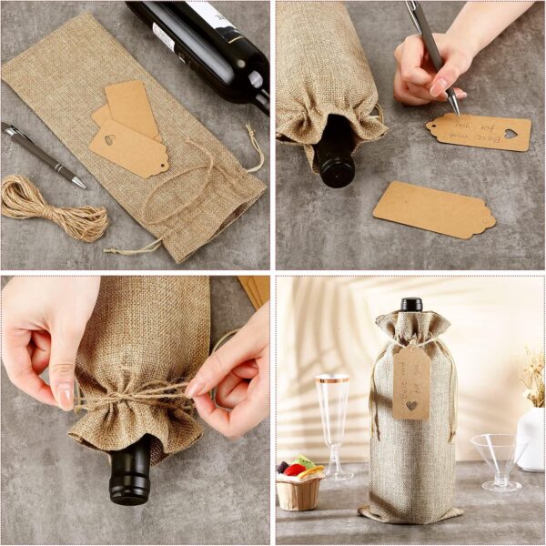 Bolsa Porta vino de yute con tag